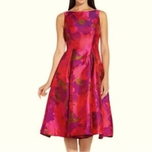 Adrianna Papell floral jacquard tea length dress